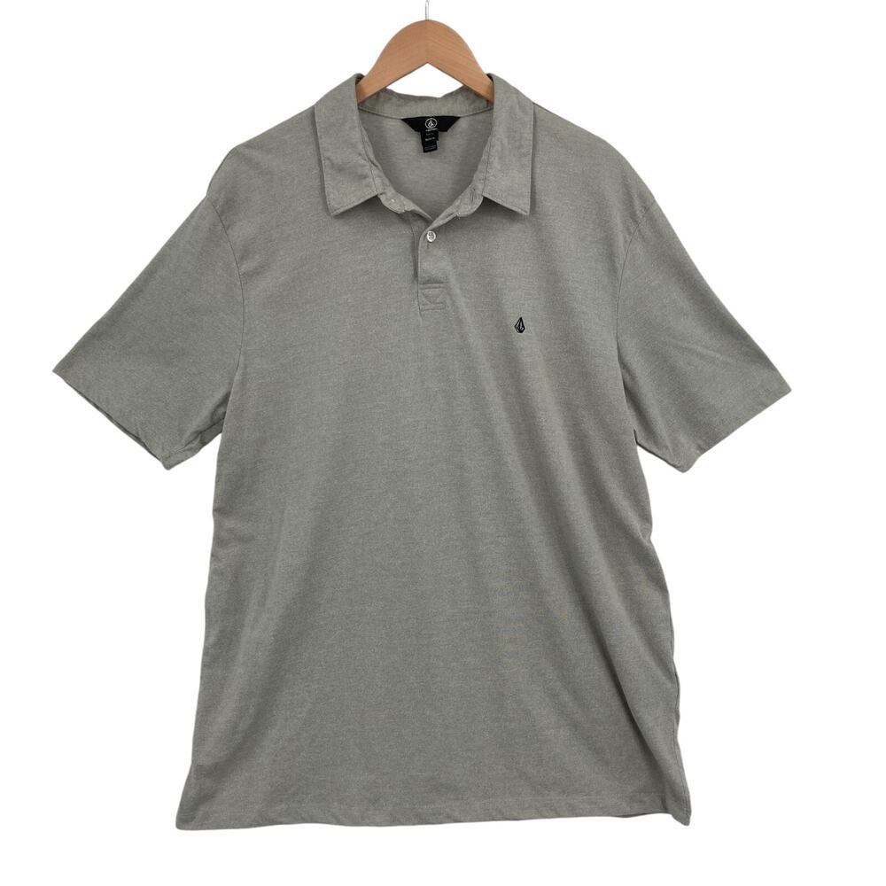 Volcom Banger Polo Shirt Mens XL Gray Heathered Short Sleeve Golf Performance